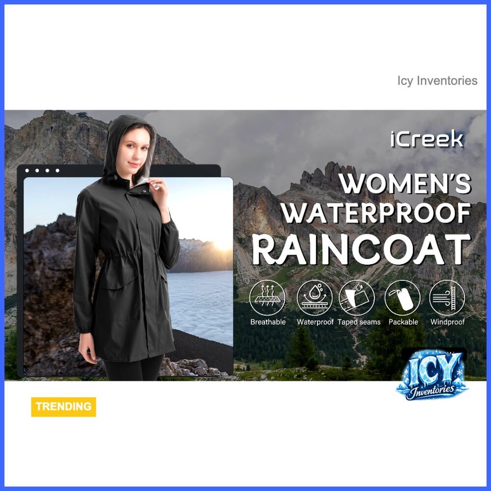 Waterproof Polyester Rain Jacket Packable Lightwe… - image 7